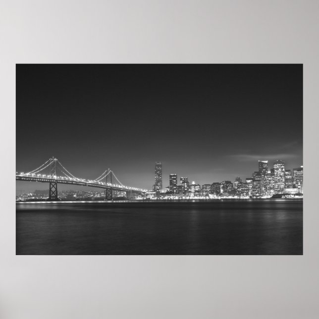 Bay Bridge San Francisco Schwarz-weiß Print Poster (Vorne)