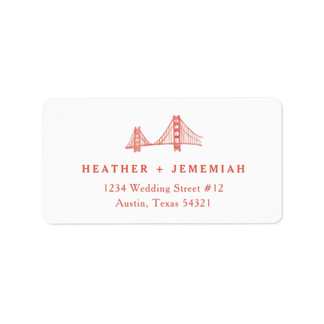 Bay Bridge Wedding Adressaufkleber (Vorne)