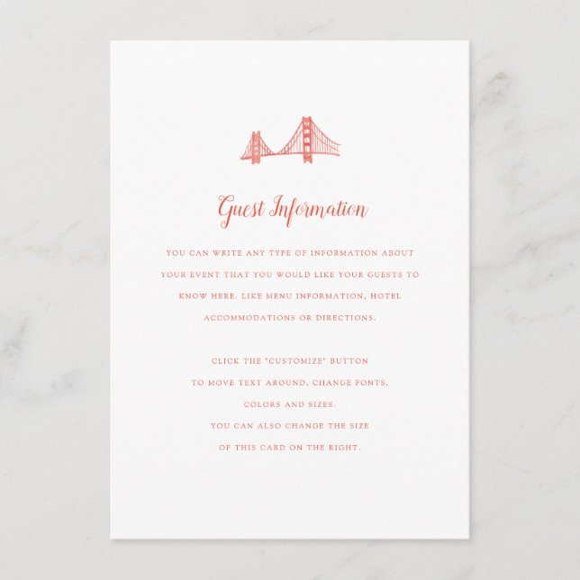 Bay Bridge Wedding Insert (Vorderseite)