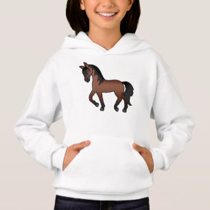 Bay Brown Trotting Horse Niedlicher Cartoon Illust Hoodie
