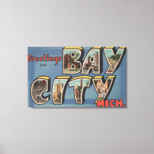 Bay-City, Michigan - große Buchstabe-Szenen 2 Leinwanddruck
