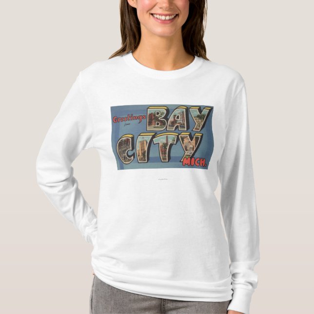 Bay-City, Michigan - große Buchstabe-Szenen T-Shirt (Vorderseite)
