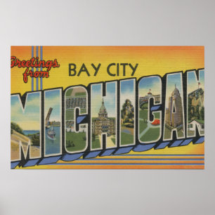 Bay City, Michigan - Große Buchstabenszenen Poster