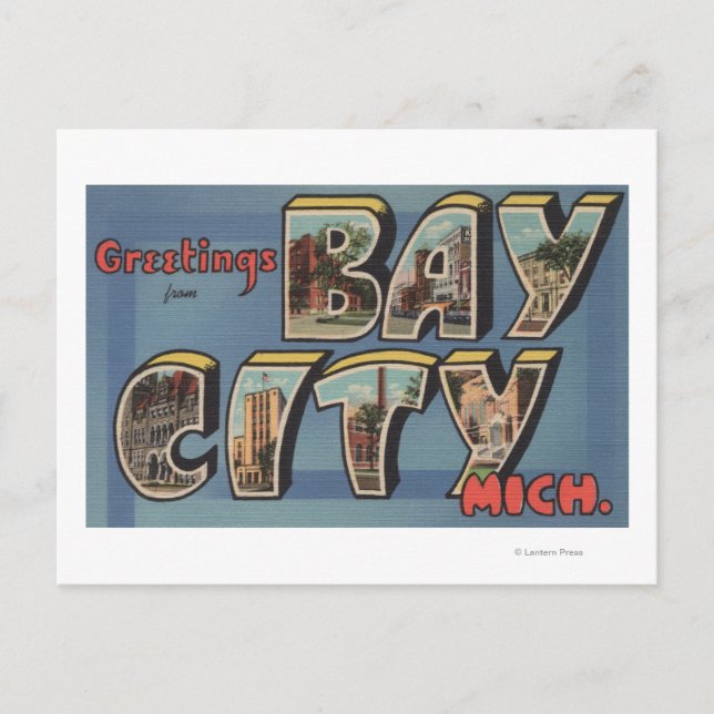 Bay City, Michigan - Große Buchstabenszenen Postkarte (Vorderseite)