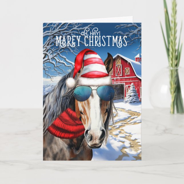 Bay Draft Horse Funny MAREy Weihnachten (Vorderseite)