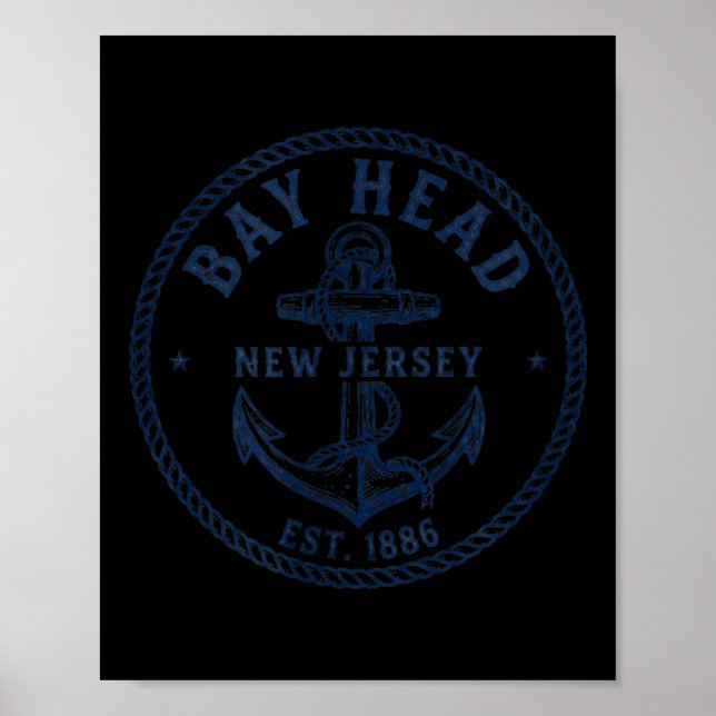 Bay Head New Jersey Schiffsanker-Abzeichen-Design Poster (Vorne)