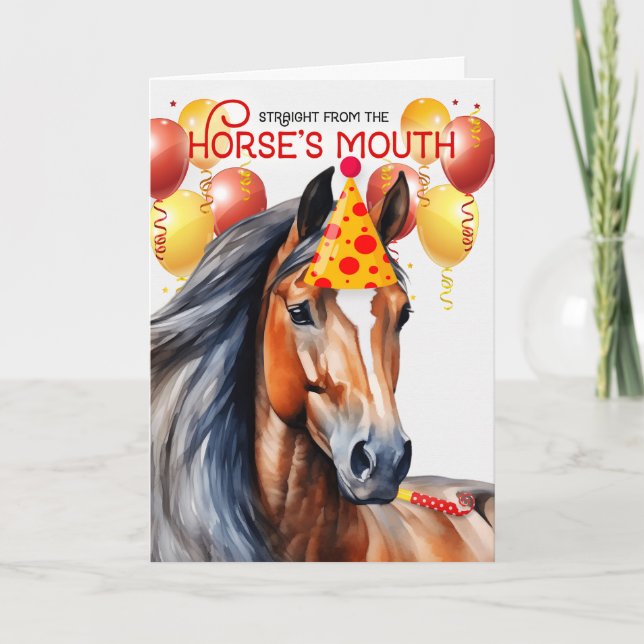 Bay Horse Funny Birthday Karte (Vorderseite)