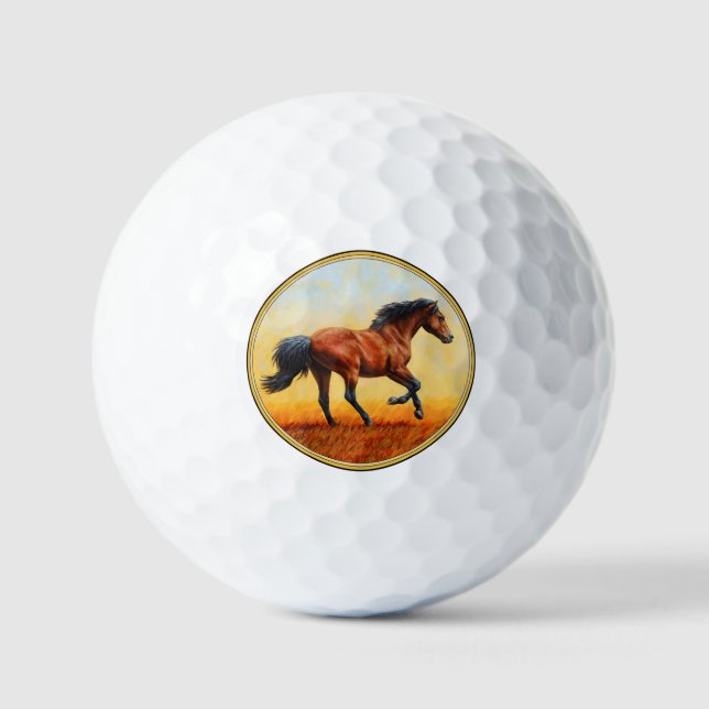 Bay Horse Galloping Golfplätze Golfball (Vorderseite)