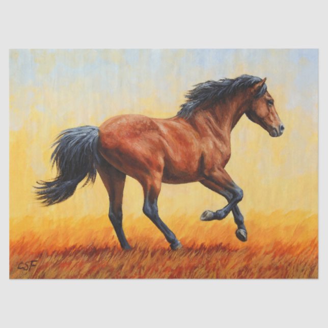Bay Horse Galloping Seidenpapier (Vorderseite)