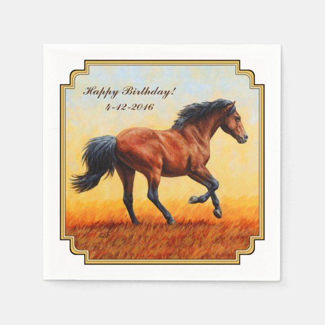 Bay Horse Galloping Serviette (Vorderseite)