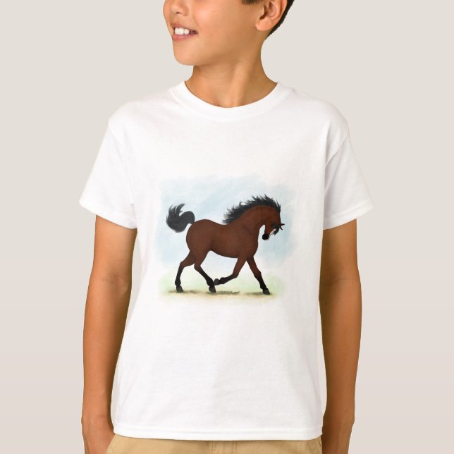 Bay Horse mit Blaze T-Shirt (Vorderseite)