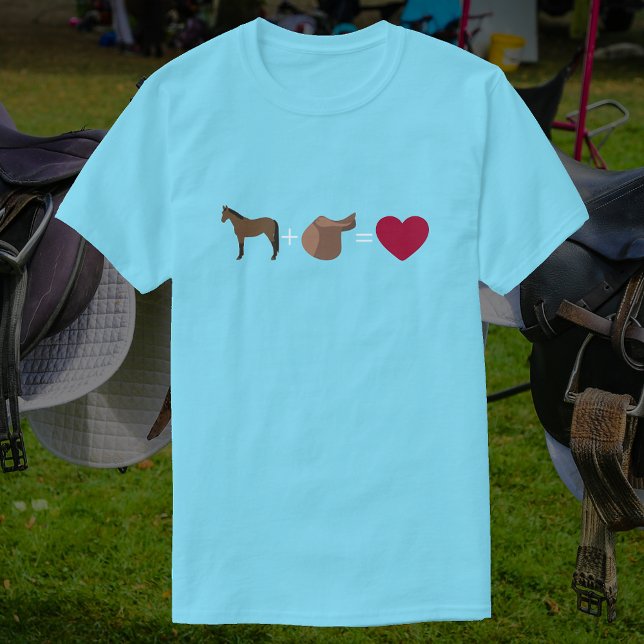 Bay Horse + Sattel = Herz | Niedliche Reittiere T-Shirt (Von Creator hochgeladen)