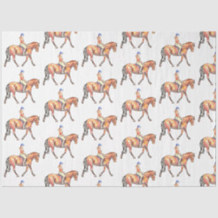 Bay Horse Trotting Dressage Seidenpapier