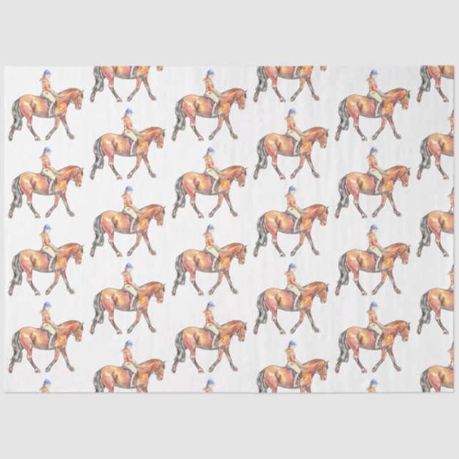 Bay Horse Trotting Dressage Seidenpapier (Vorderseite)