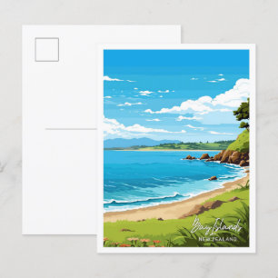 Bay Islands Neuseeland Reiseillustration Postkarte