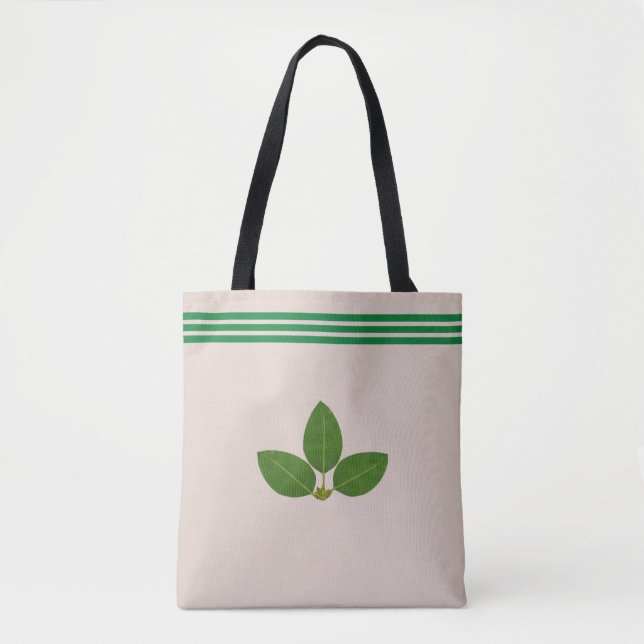 Bay Leaf Pflanze auf Green & Beige Tote Bag (Vorderseite)