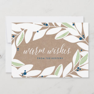 Bay Leaf Sprigs Floral Holiday Card Feiertagskarte