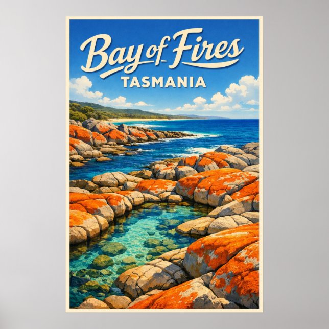 Bay of Fires Tasmania - Vintage Reise Poster (Vorne)