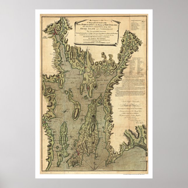 Bay of Narraganset Map 1777 Poster (Vorne)
