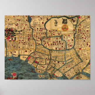 Bay of Tokyo Japanisches Kartenposter, Edo-Periode Poster