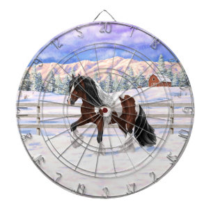 Bay Pinto Brown Skewbald Sinti und Roma Vanner Tin Dartscheibe