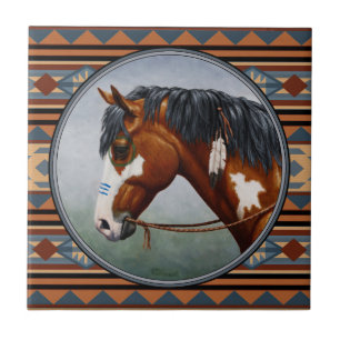 Bay Pinto War Horse Südwestdesign Fliese