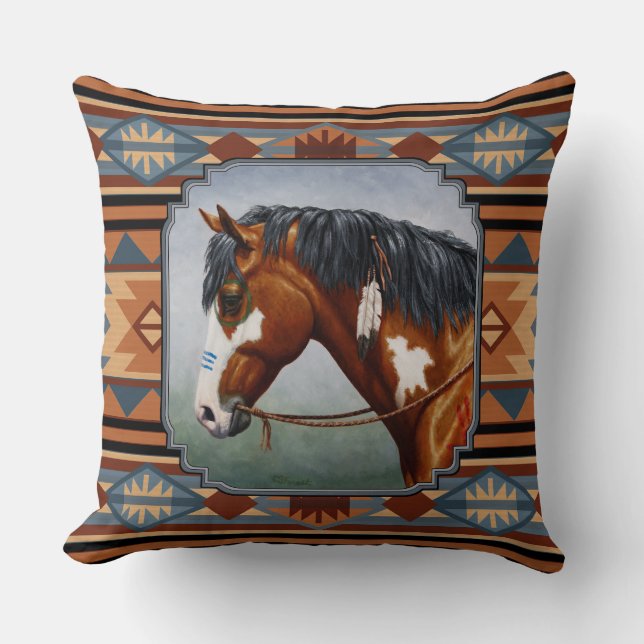 Bay Pinto War Horse Südwestdesign Kissen (Vorderseite)
