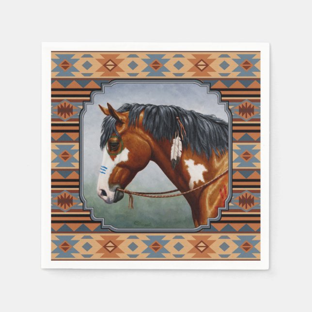 Bay Pinto War Horse Südwestdesign Serviette (Vorderseite)