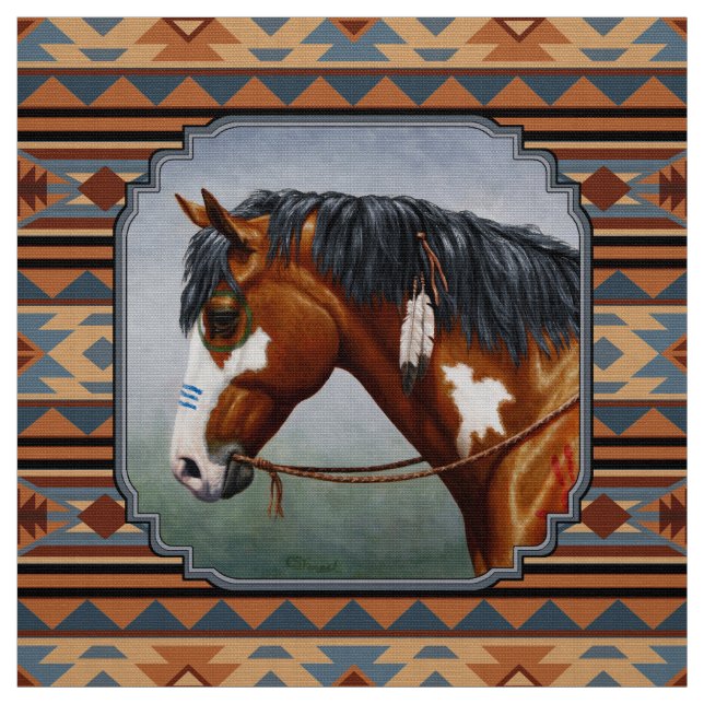Bay Pinto War Horse Südwestdesign Stoff (Muster)