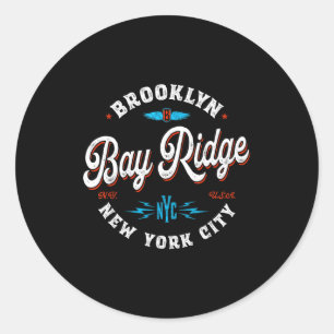 Bay Ridge Brooklyn New York Retro Vintage Grafik Runder Aufkleber