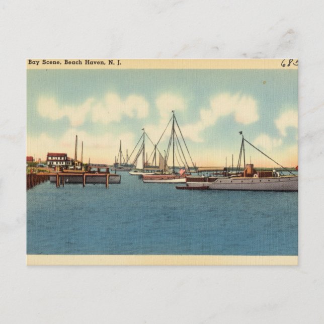 Bay Scene, Beach Haven, New Jersey Postkarte (Vorderseite)