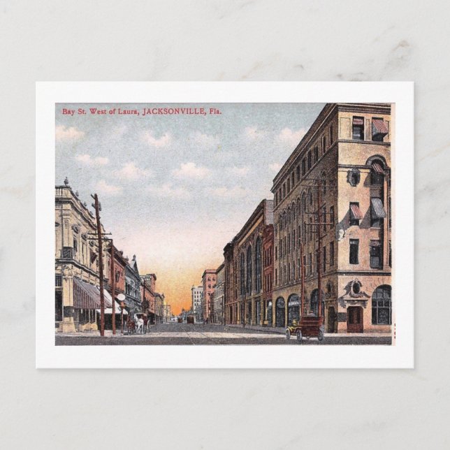 Bay St., Jacksonville, Florida Vintag Postkarte (Vorderseite)
