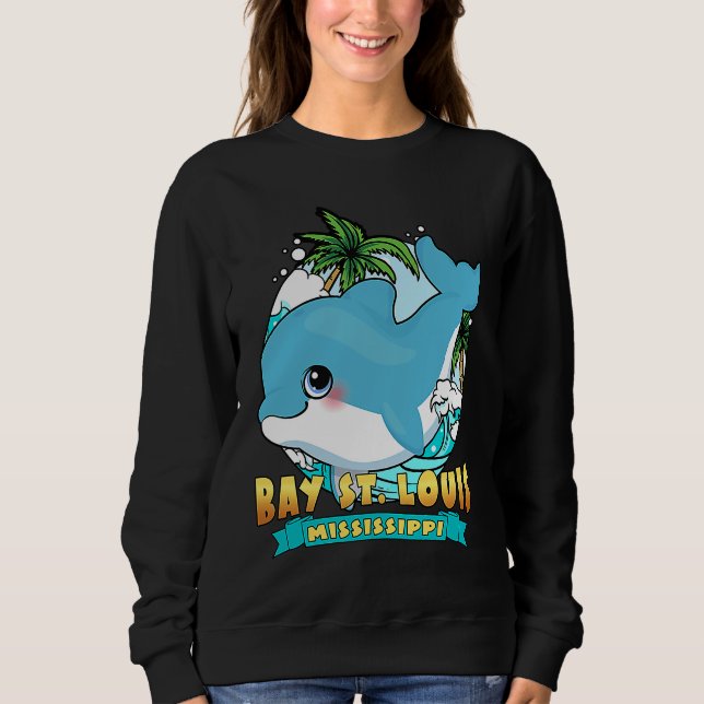 BAY ST LOUIS MISSISSIPPI Cute Baby Dolphin Beach S Sweatshirt (Vorderseite)