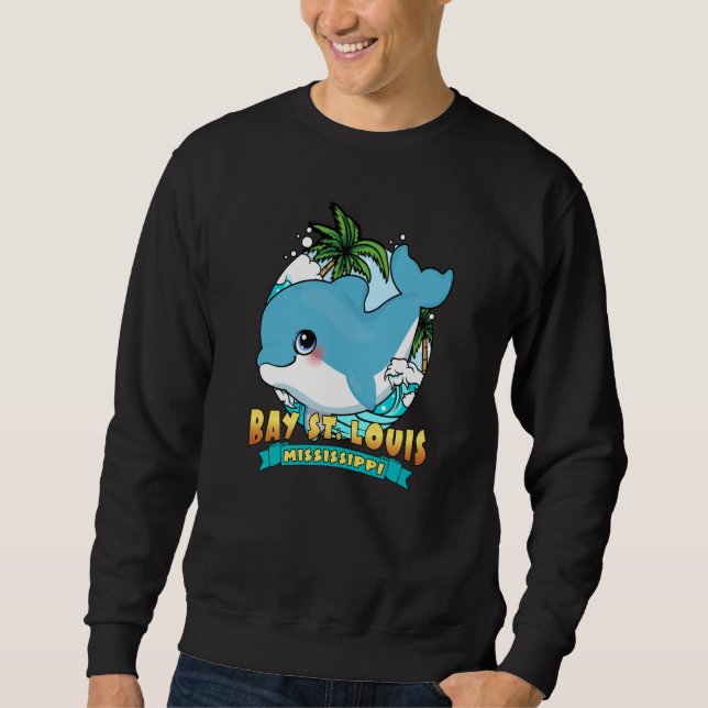 BAY ST LOUIS MISSISSIPPI Cute Baby Dolphin Beach S Sweatshirt (Vorderseite)