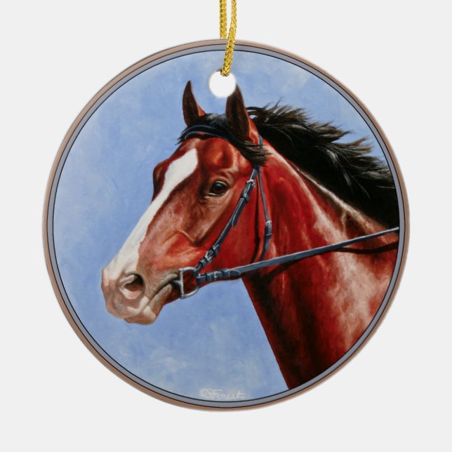 Bay Thoroughbred Race Pferd Keramikornament (Vorne)