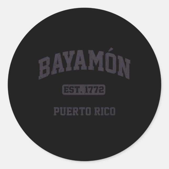 Bayamã ³ N Puerto Rico Boricua Flag Athletic Style Runder Aufkleber (Vorderseite)