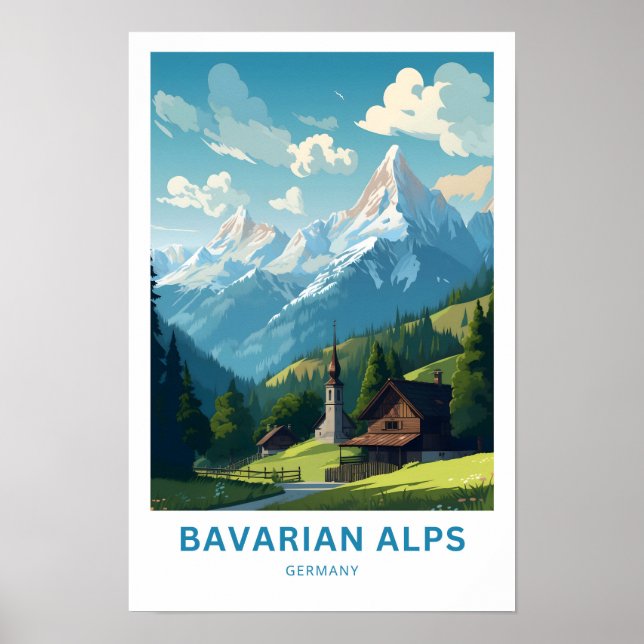 Bayerische Alpen Deutschland Reisen Print Poster (Vorne)