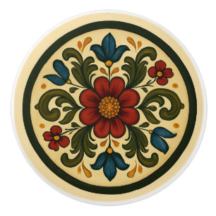 Bayerische Tole-Painting-Style-Cottage Keramikknauf