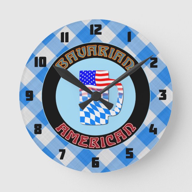 Bayerischer Amerikaner Bierstein Runde Wanduhr (Vorderseite)