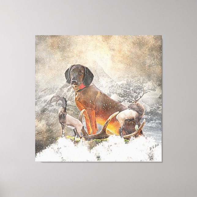 Bayerisches Berghaus, Kunst Leinwanddruck (Vorderseite)