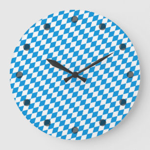Bayerisches Staatsgebiet - Flaggenfarben Muster Große Wanduhr