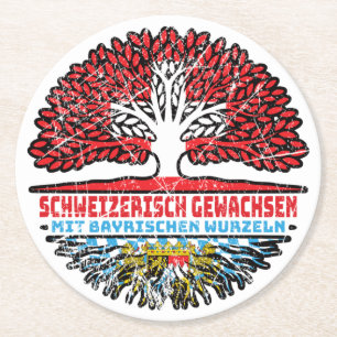 Bayern Bayrisch Schweizer Baum Wurzel Runder Pappuntersetzer