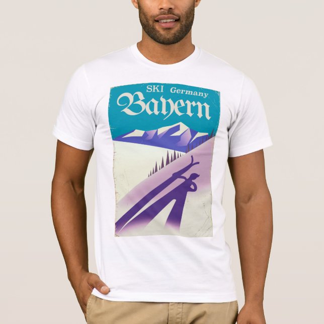 Bayern Deutschland Vintages Skiurlaub-Poster T-Shirt (Vorderseite)