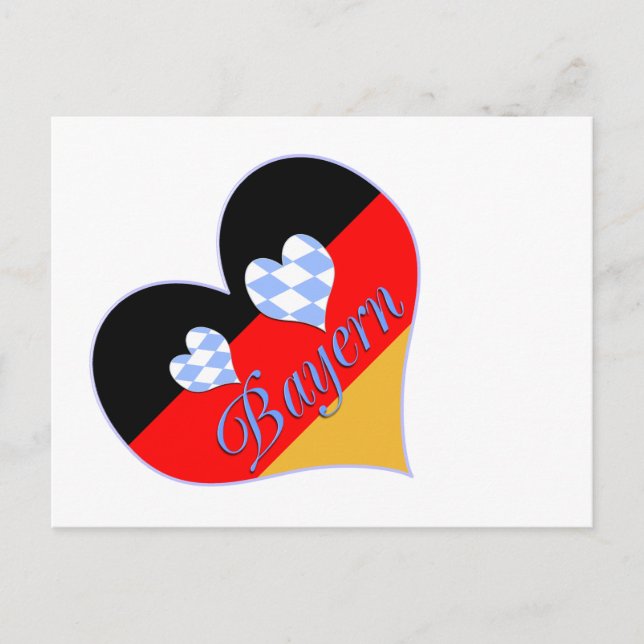 Bayern mit Herzen Postkarte (Vorderseite)