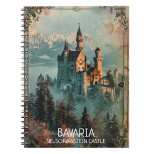 Bayern Neuschwanstein Schloss Vintage Notizblock