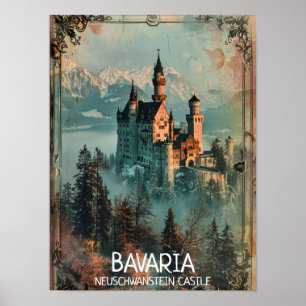 Bayern Neuschwanstein Schloss Vintage Poster