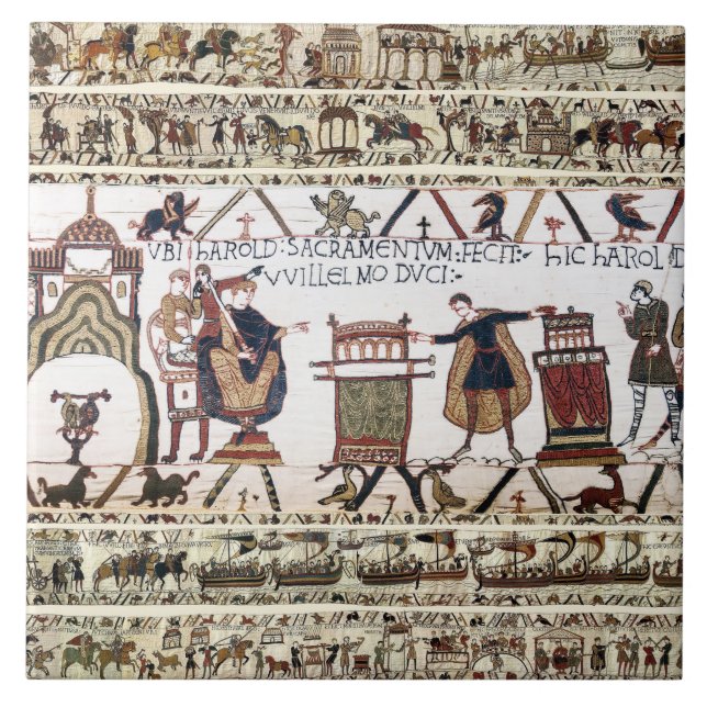 BAYEUX TAPESTRY Harold Eid zum Heiligen Relikt Fliese (Vorderseite)