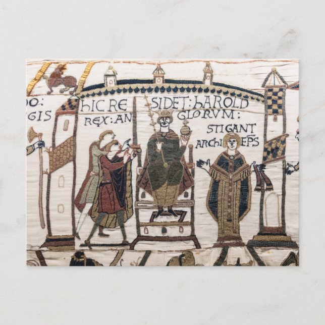 Bayeux Tapestry - King Harold Coronation Postkarte (Vorderseite)