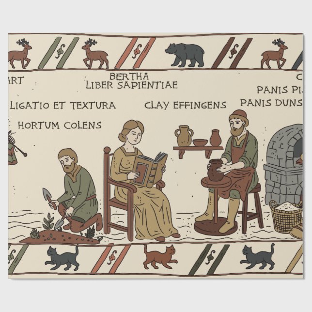 Bayeux-Teppich Parodie Geschenkpapier (Flach)