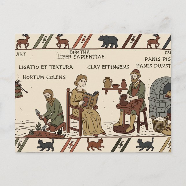 Bayeux-Teppich Parodie Postkarte (Vorderseite)